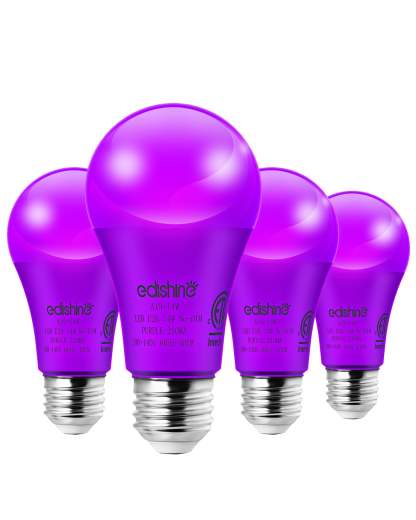 缺货下架EDISHINE A19 14W Purple Light Bulbs, 4 Pack-HNCA19F