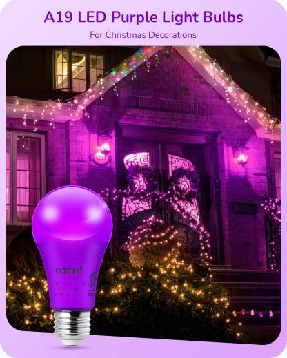 缺货下架EDISHINE A19 14W Purple Light Bulbs, 4 Pack-HNCA19F