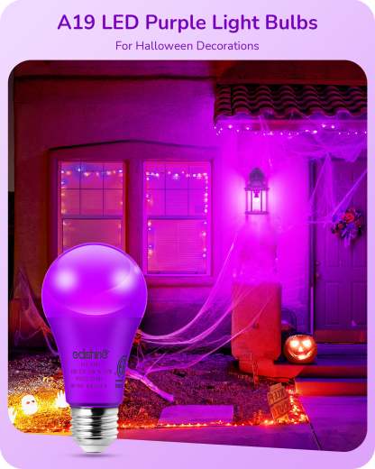缺货下架EDISHINE A19 14W Purple Light Bulbs, 4 Pack-HNCA19F