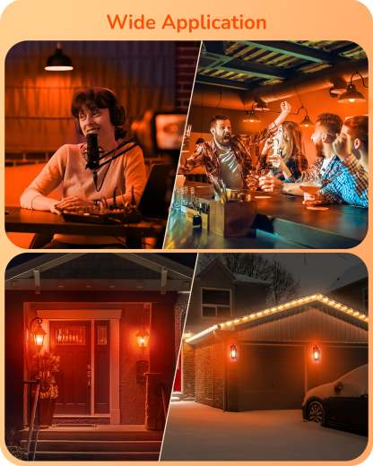 缺货下架EDISHINE A19 14W Orange Light Bulbs, 4 Pack-HNCA19G
