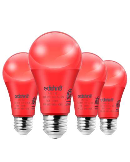 EDISHINE A19 14W Red Light Bulbs, 4 Pack-HNCA19L-B2B