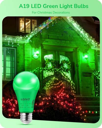 EDISHINE A19 14W Green Light Bulbs, 4 Pack-HNCA19M-B2B