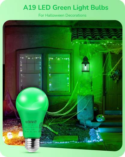 EDISHINE A19 14W Green Light Bulbs, 4 Pack-HNCA19M-B2B