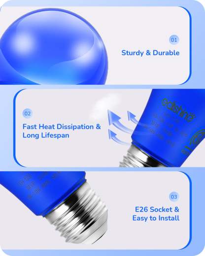 EDISHINE A19 14W Blue Light Bulbs, 4 Pack-HNCA19N