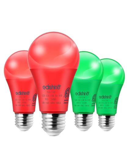 EDISHINE A19 14W Red & Green Light Bulbs, 4 Pack-HNCA19P-B2B