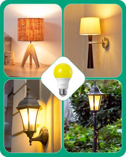 EDISHINE Non-Dimmable 9W (60W Equivalent) A19 Yellow Light Bulb (8 Pack)-HNLA19M
