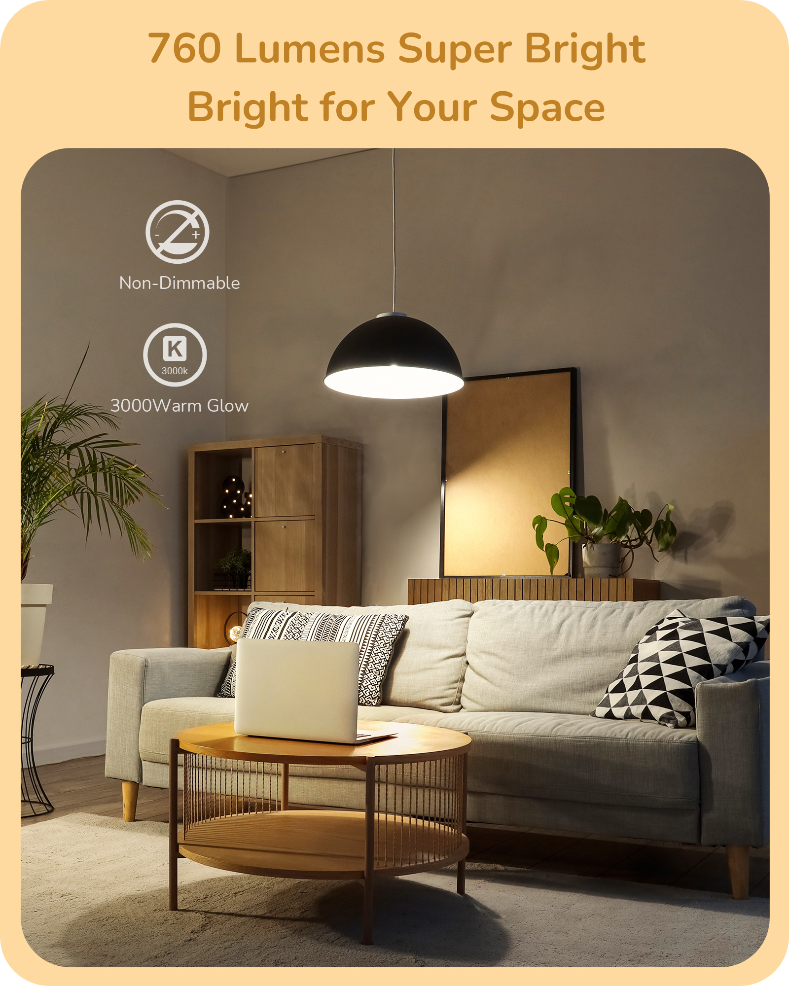 EDISHINE 4-Pack A19 LED Light Bulb, 760LM, 3000K Soft Warm Light Bulb, Energy Saving 9W(60W Equivalent) LED Bulb, E26 Medium Screw Base, Non Dimmable-HNLA19N