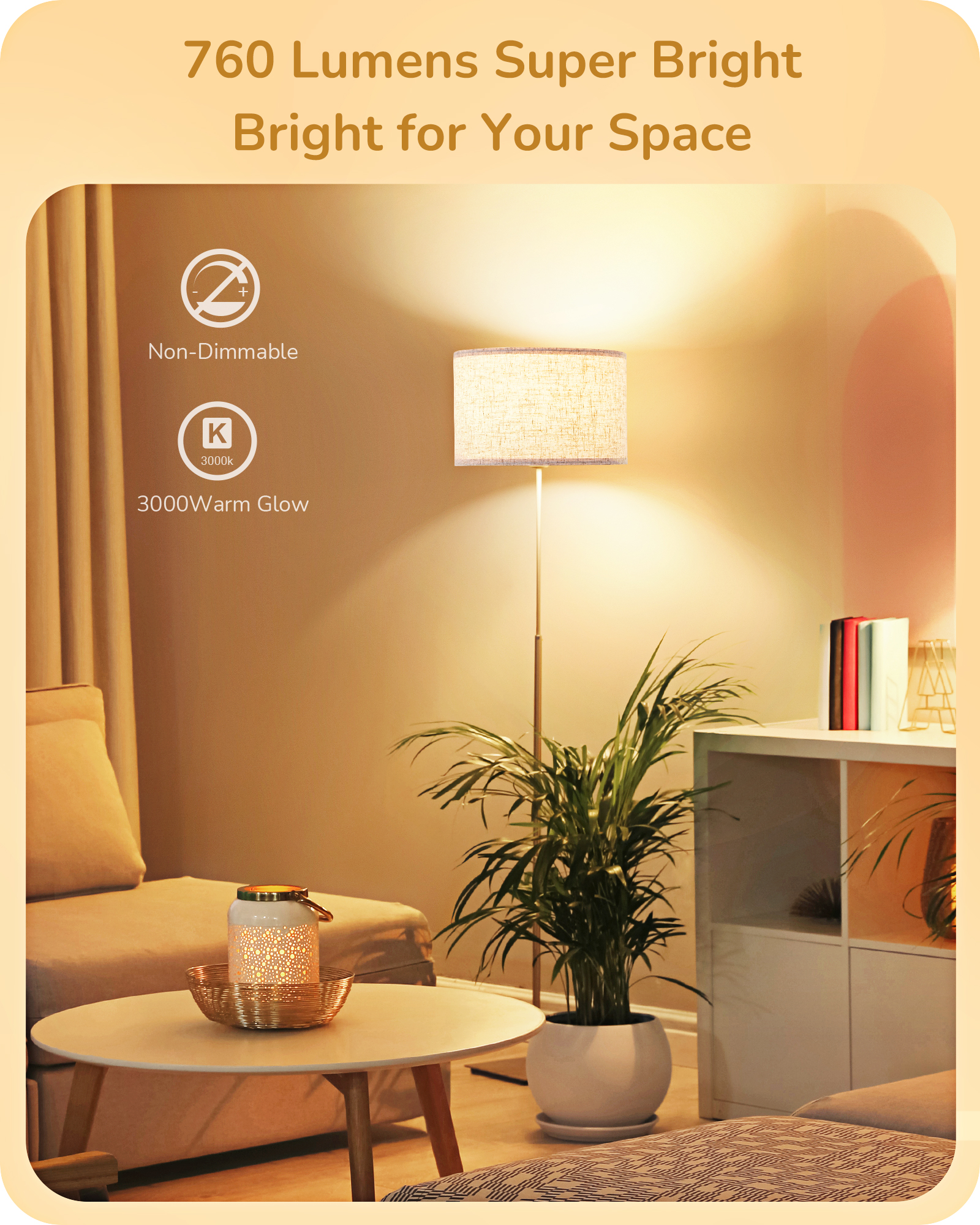 EDISHINE 4-Pack A19 LED Light Bulb, 760LM, 3000K Soft Warm Light Bulb, Energy Saving 9W(60W Equivalent) LED Bulb, E26 Medium Screw Base, Non Dimmable-HNLA19N