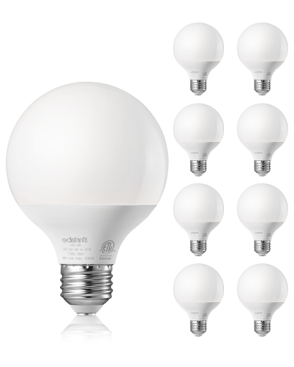 EDISHINE 8 Pack G25 LED Globe Light Bulbs, CRI90+, 5W Equivalent 25W, 2700K Warm White 450LM, E26, Non-dimmable-HNLG25C-B2B