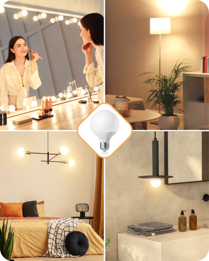 EDISHINE 4 Pack G25 LED Globe Light Bulbs, CRI90+, 5W Equivalent 25W, 2700K Warm White 450LM, E26, Non-dimmable-HNLG25A-B2B