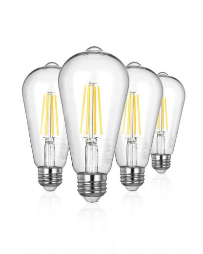 EDISHINE 4-Pack 7W(60W Equivalent) 2700K 800LM ST19 Non-Dimmable LED Edison Bulb E26 Base-HNST19A1