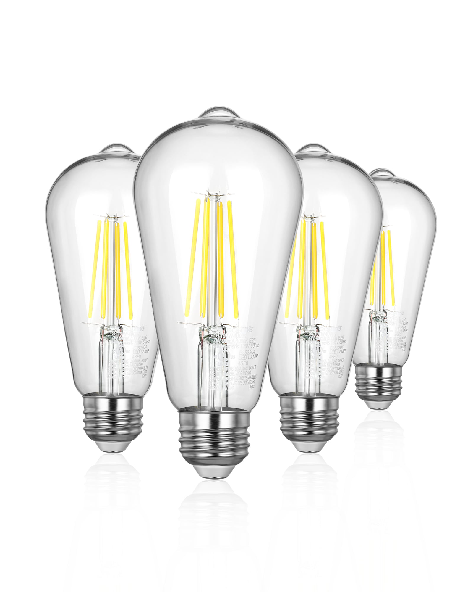 EDISHINE 4-Pack 7W 4000K 800LM ST19 Non-Dimmable LED Edison Bulb E26 Base-HNST19B1