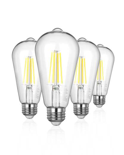 EDISHINE 4-Pack 7W 4000K 800LM ST19 Non-Dimmable LED Edison Bulb E26 Base-HNST19B1