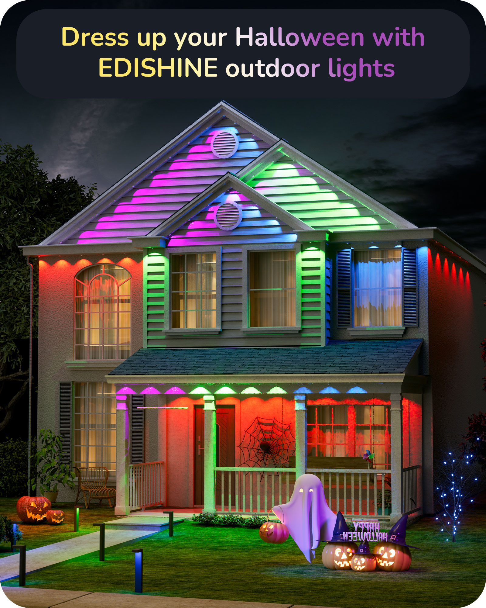 EDISHINE 60ft Permanent Outdoor Lights with App/Remote-HOEL01A
