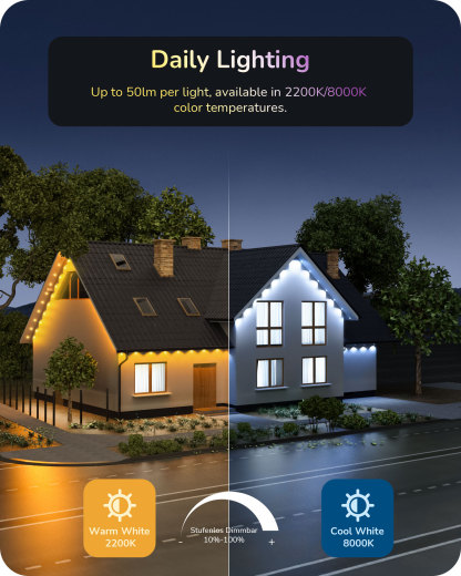 EDISHINE 120ft Permanent Outdoor Lights with App/Remote-HOEL01B