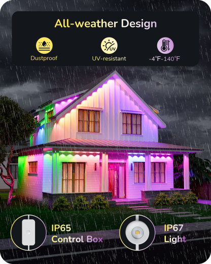 EDISHINE 120ft Permanent Outdoor Lights with App/Remote-HOEL01B
