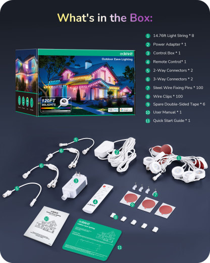 EDISHINE 120ft Permanent Outdoor Lights with App/Remote-HOEL01B