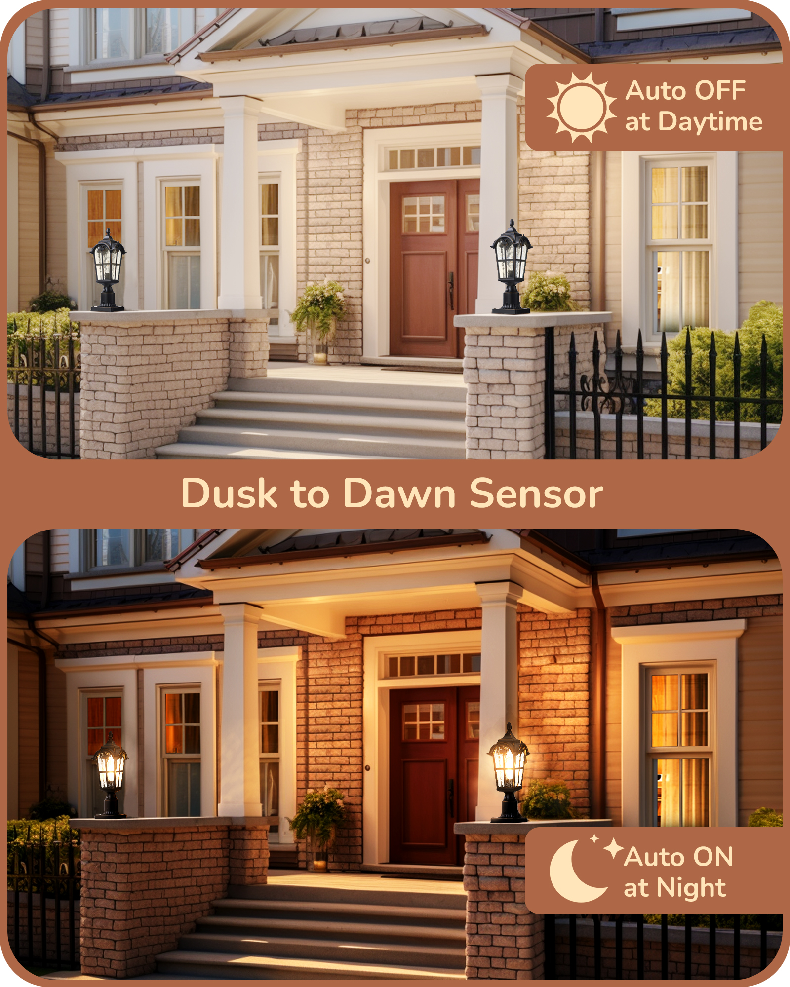 EDISHINE Dusk to Dawn Outdoor Post Light with Pier Mount Base-HOPL01A