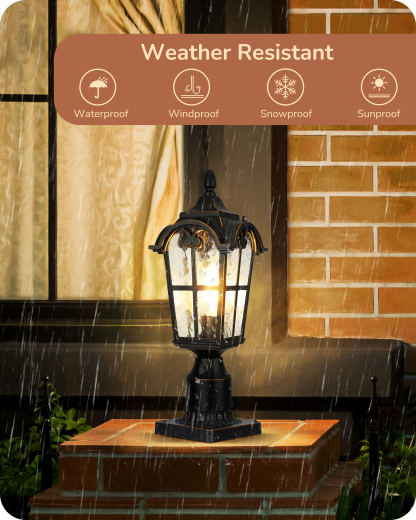 EDISHINE Dusk to Dawn Outdoor Post Light with Pier Mount Base-HOPL01A
