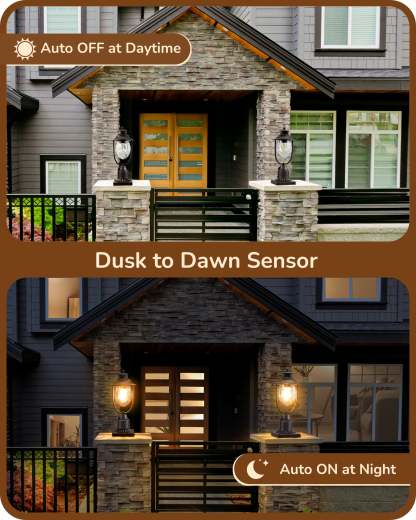 EDISHINE Dusk to Dawn Outdoor Post Light-HOPL03B-B2B