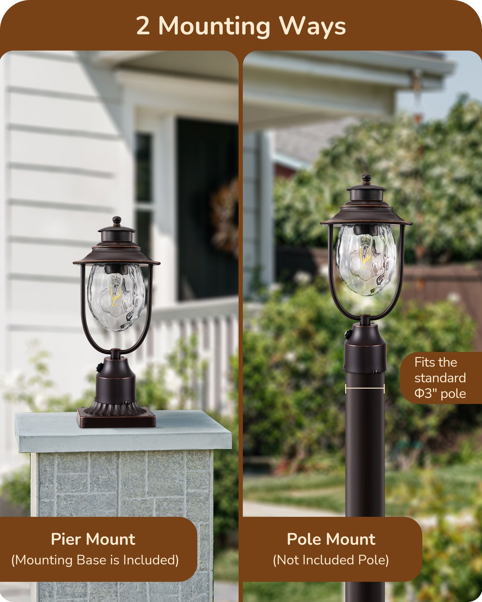EDISHINE Dusk to Dawn Outdoor Post Light-HOPL03B-B2B