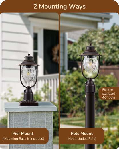 EDISHINE Dusk to Dawn Outdoor Post Light-HOPL03B-B2B