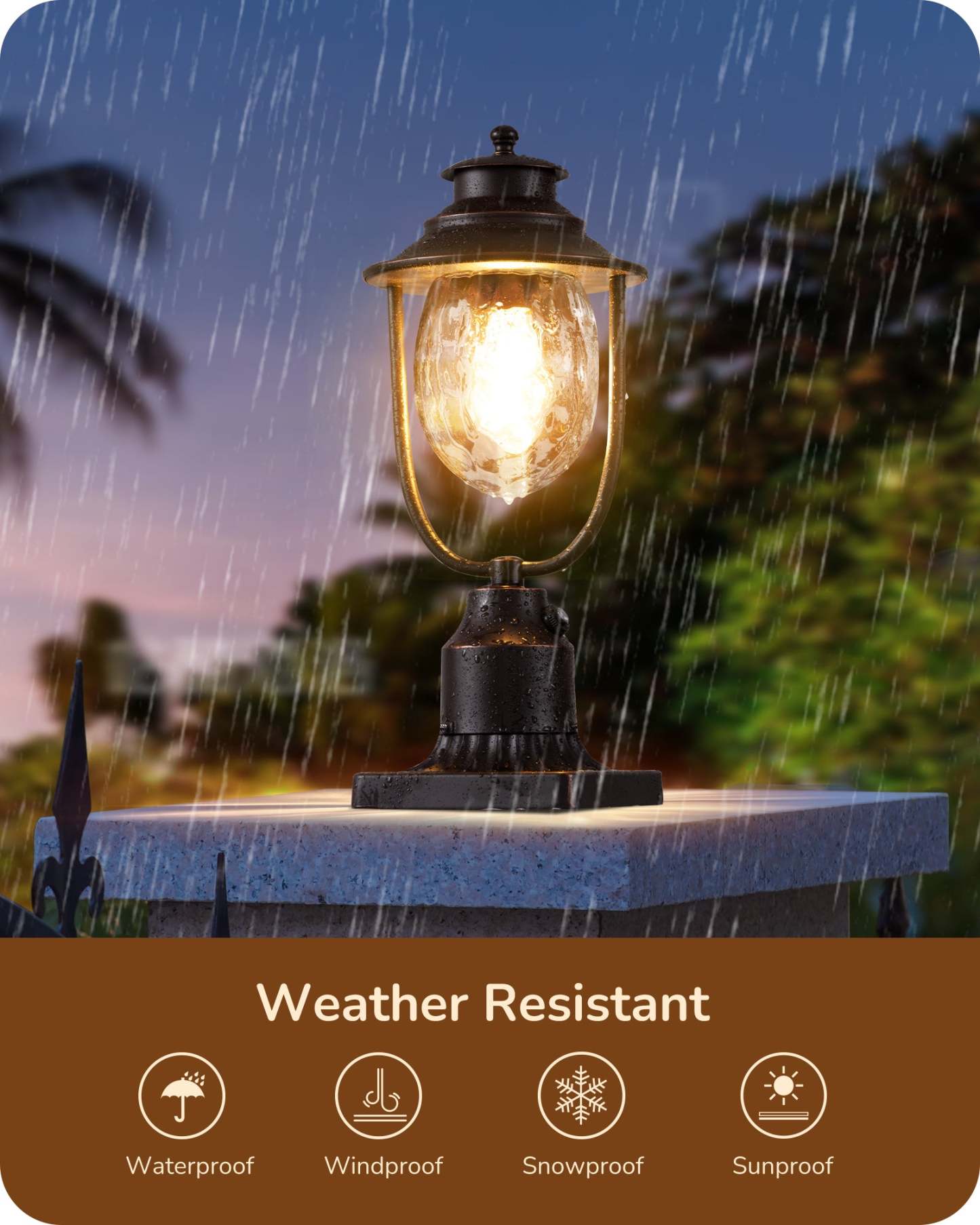 EDISHINE Dusk to Dawn Outdoor Post Light-HOPL03B-B2B