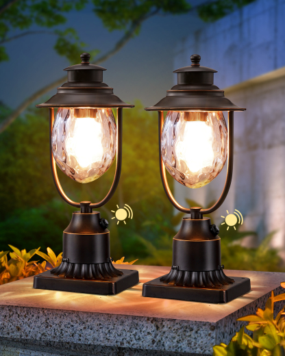 EDISHINE 2 Pack Dusk to Dawn Outdoor Post Light-ZHOPL03B2