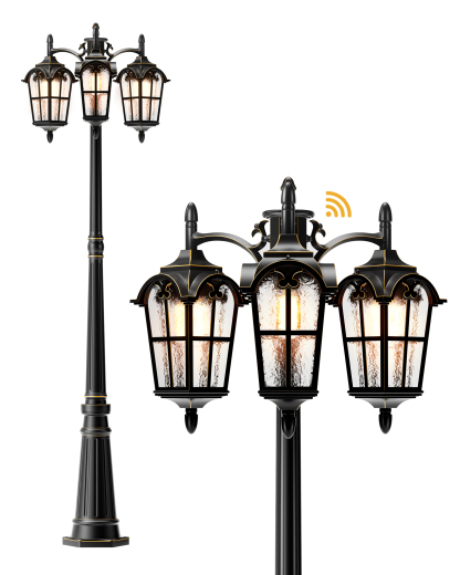 EDISHINE 3-Head Outdoor Lamp Post Light -HOPL05A