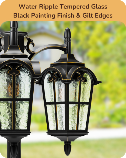 EDISHINE 3-Head Outdoor Lamp Post Light -HOPL05A