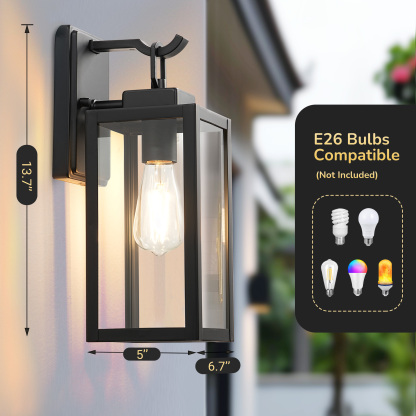 EDISHINE Outdoor Wall Lantern (Set of 2)-HOWL01E