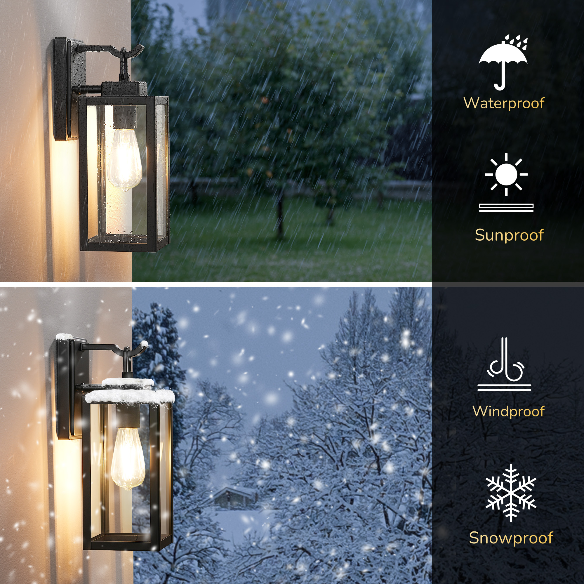 EDISHINE Outdoor Wall Lantern (Set of 2)-HOWL01E
