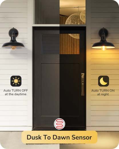 EDISHINE 2-Pack Dusk to Dawn Gooseneck Outdoor Wall Lights-F1HOWL02E