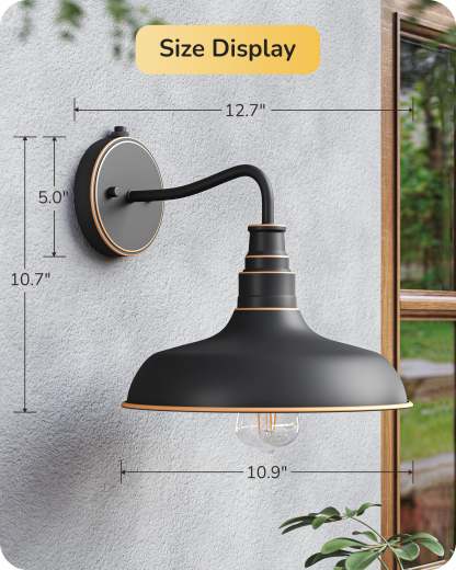 EDISHINE 2-Pack Dusk to Dawn Gooseneck Outdoor Wall Lights-F1HOWL02E