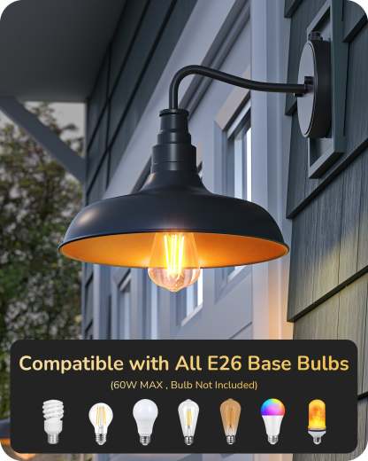 EDISHINE 2-Pack Gooseneck Dusk to Dawn Outdoor Wall Lights-HOWL02F