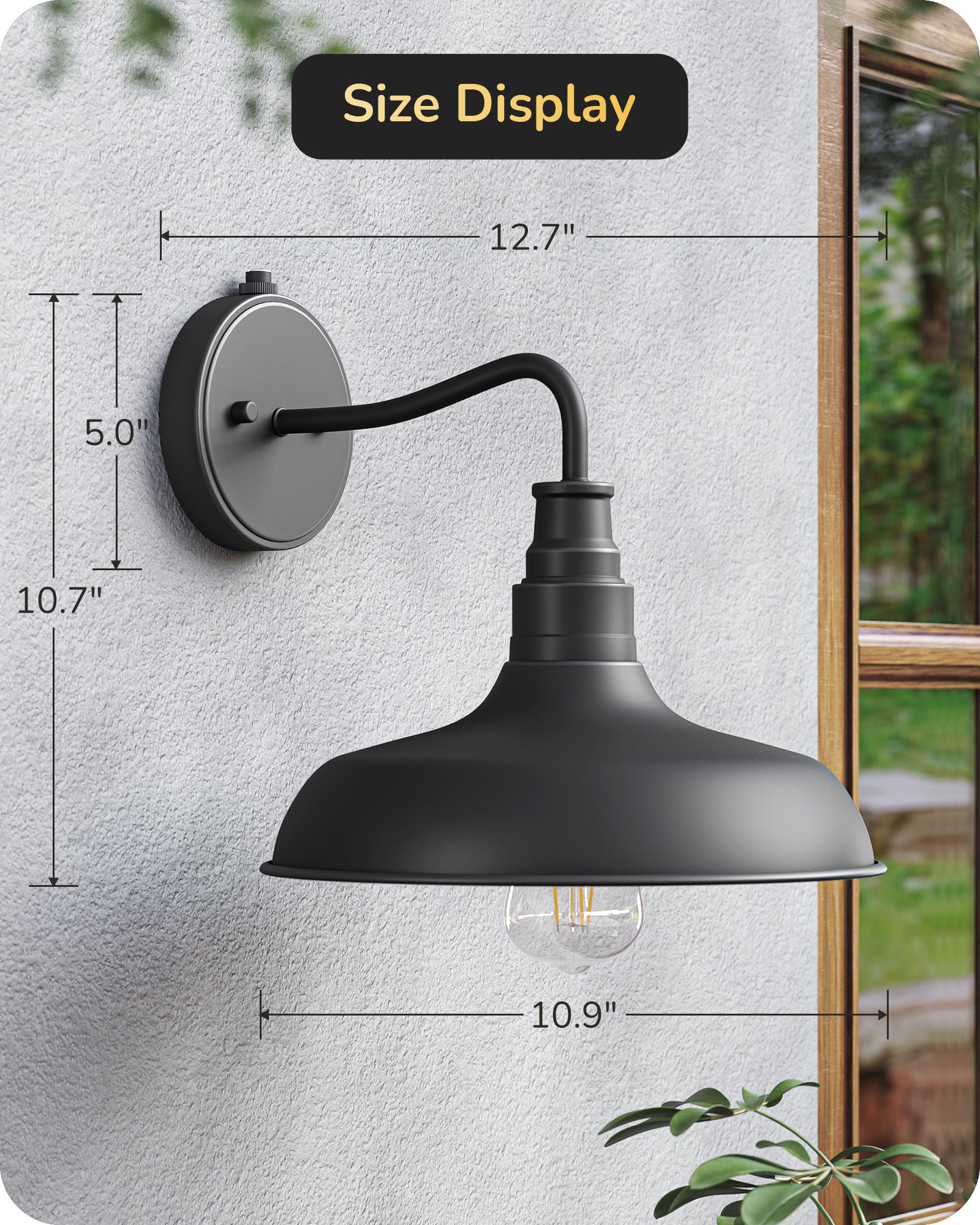 EDISHINE 2-Pack Gooseneck Dusk to Dawn Outdoor Wall Lights-HOWL02F