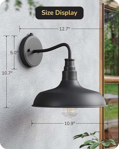 EDISHINE 2-Pack Gooseneck Dusk to Dawn Outdoor Wall Lights-HOWL02F