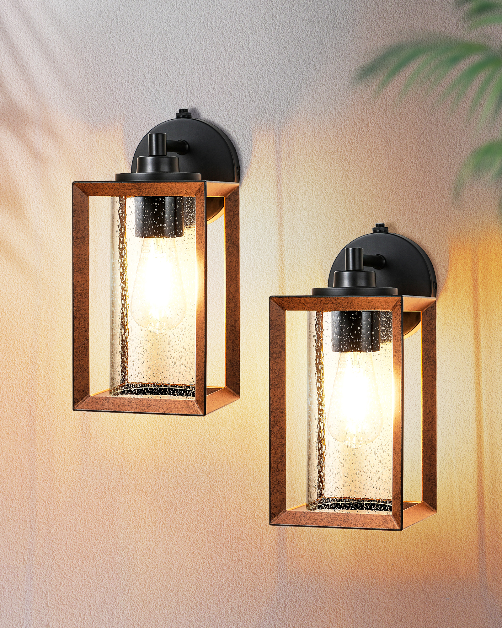 EDISHINE 2 Pack Farmhouse Dusk to Dawn Outdoor Wall Lights, E26 Base -ZHOWL06P2
