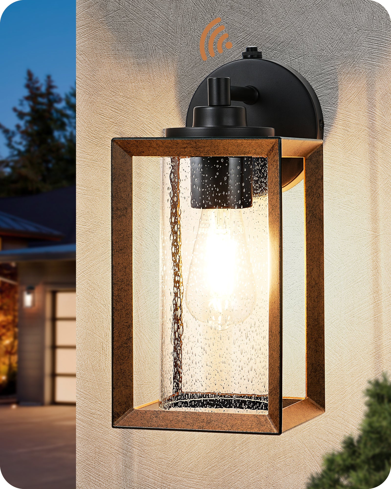 EDISHINE Farmhouse Dusk to Dawn Outdoor Wall Lights, E26 Base -HOWL06P