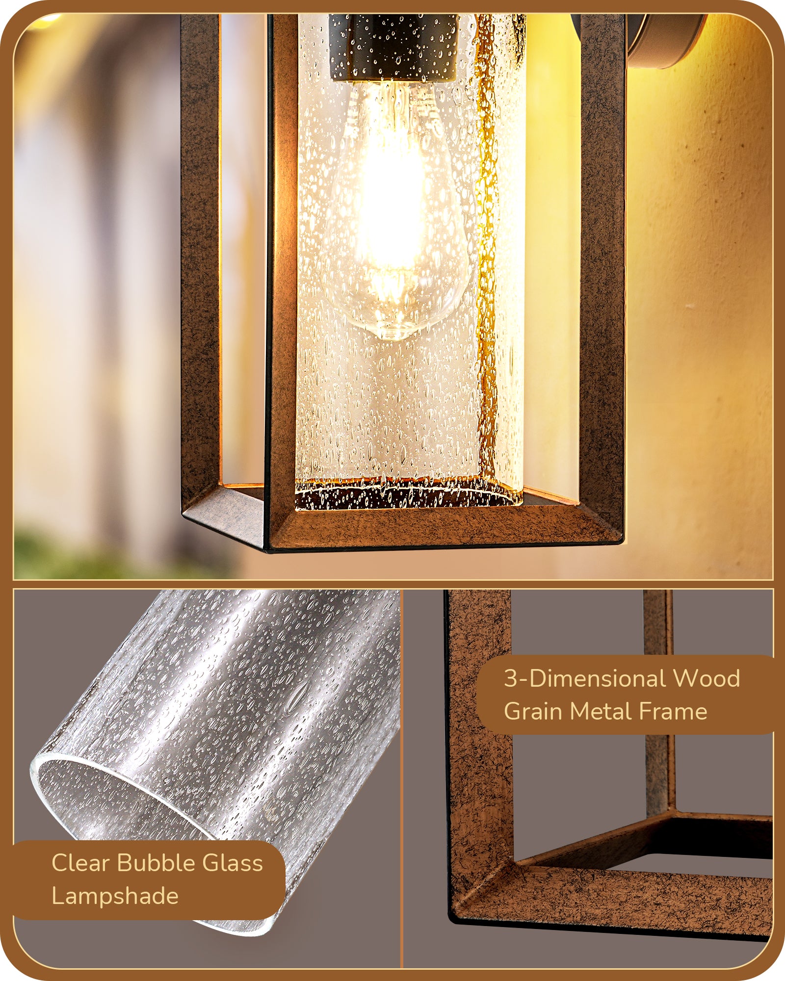 EDISHINE Dusk to Dawn Outdoor Wall Lights, Farmhouse
