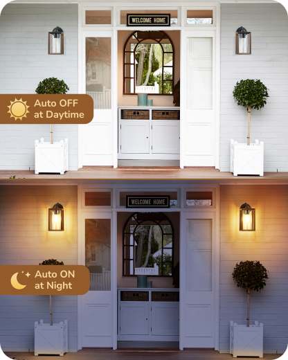 EDISHINE Farmhouse Dusk to Dawn Outdoor Wall Lights, E26 Base -HOWL06P