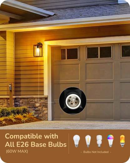 EDISHINE Farmhouse Dusk to Dawn Outdoor Wall Lights, E26 Base -HOWL06P