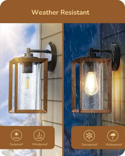 EDISHINE Farmhouse Dusk to Dawn Outdoor Wall Lights, E26 Base -HOWL06P