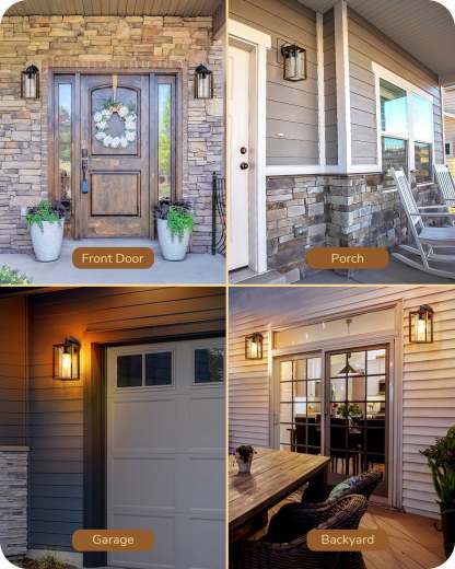 EDISHINE Farmhouse Dusk to Dawn Outdoor Wall Lights, E26 Base -HOWL06P