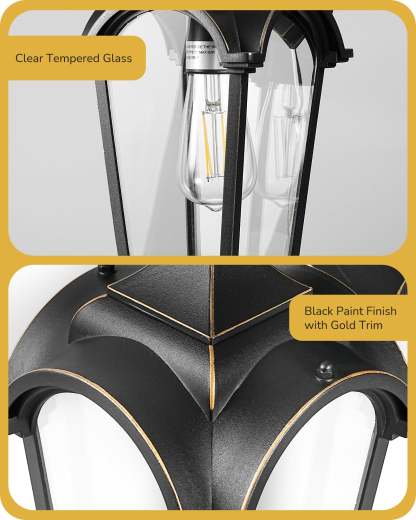 EDISHINE Dusk to Dawn Outdoor Wall Light, Waterproof, Aluminium-HOWL06Q