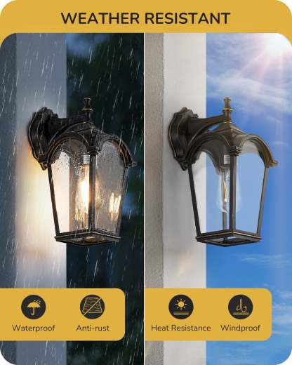 EDISHINE Dusk to Dawn Outdoor Wall Light, Waterproof, Aluminium-HOWL06Q