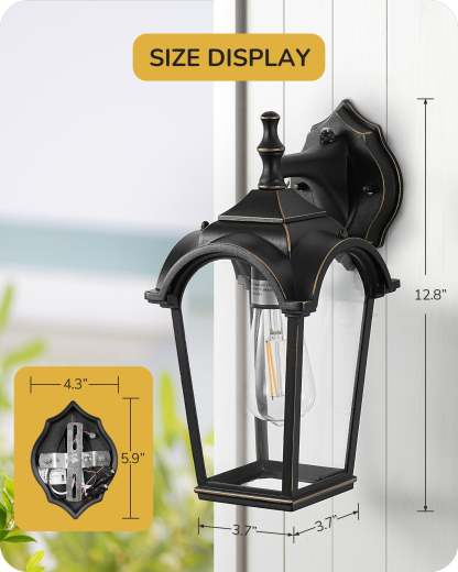 EDISHINE Dusk to Dawn Outdoor Wall Light, Waterproof, Aluminium-HOWL06Q