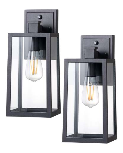 EDISHINE Set of 2 Dusk to Dawn Outdoor Wall Lights, Modern Porch Light-HOWL06R