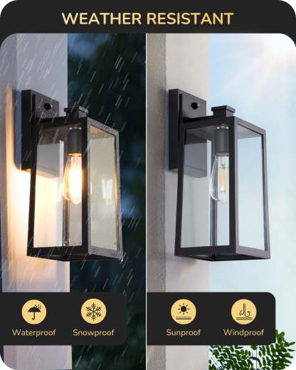 EDISHINE Set of 2 Dusk to Dawn Outdoor Wall Lights, Modern Porch Light-HOWL06R