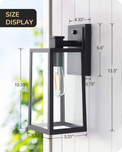 EDISHINE Set of 2 Dusk to Dawn Outdoor Wall Lights, Modern Porch Light-HOWL06R